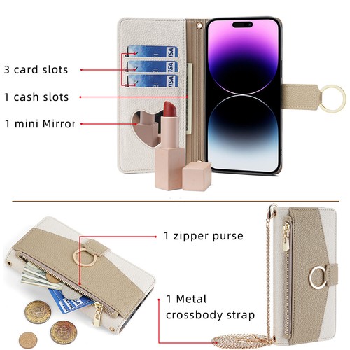 For iPhone 15 Pro Max 14 13 12 X 8 7 Crossbody Card Wallet Flip Stand Case Cover - Picture 10 of 43