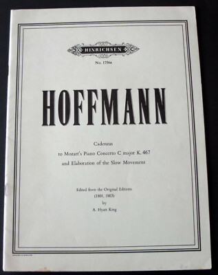 HOFFMANN CADENZAS TO MOZARTS PIANO CONC K 476 KLAVIER NOTENBUCH (1970)