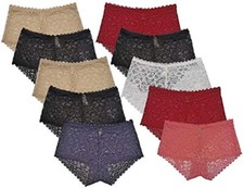 Trifolium High Waist French Knickers Floral Lace Panties Stretchy Sheer Pants