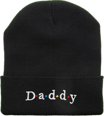 KB Ethos Daddy Black Cuffed Knit Winter Hat Watch Cap Beanie Toque 