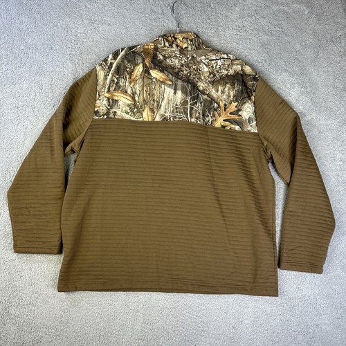 RealTree 1/4 Zip Jacket Mens XXL Brown Camo Edge Ribbed Fleece Sweater Hunting - Picture 2 of 8