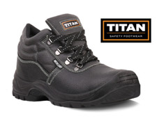 Image of MENS BLACK CHUKKA LEATHER SAFETY HIKER WORK BOOTS STEEL TOE CAP LADIES SHOES SZ 