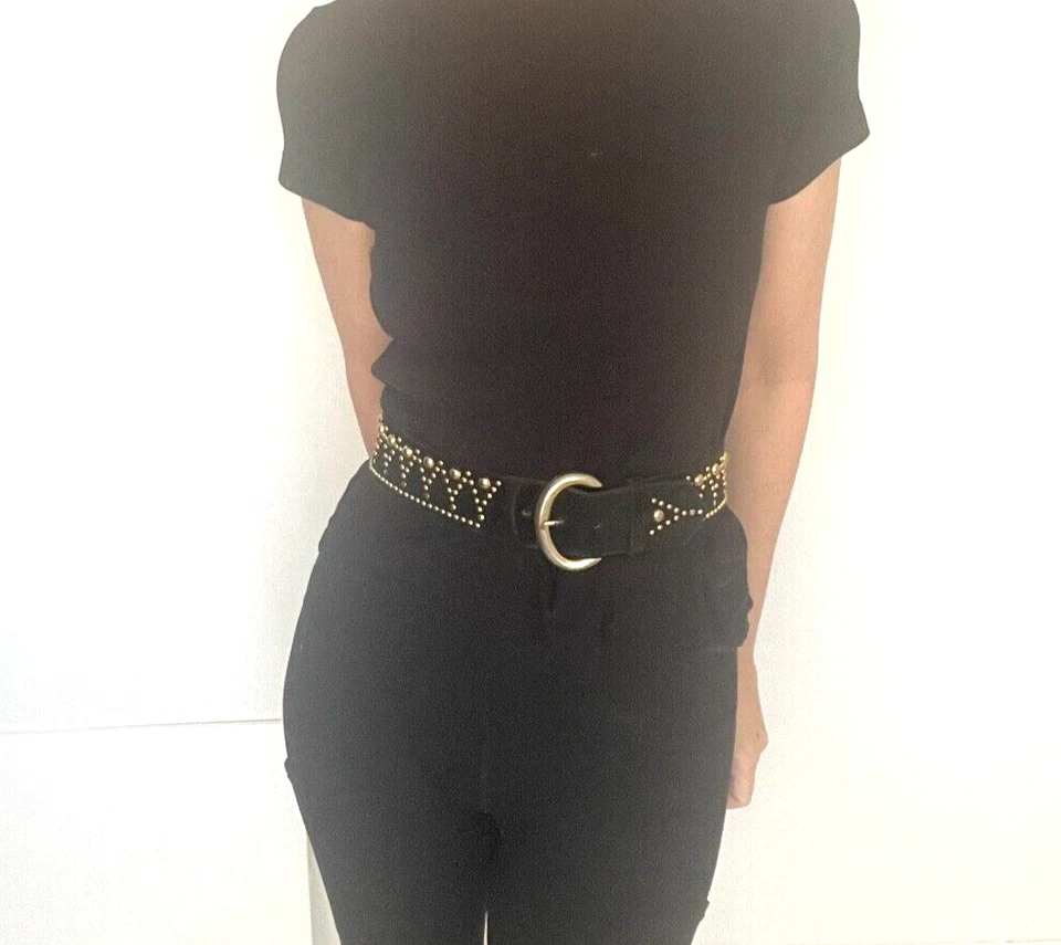 RARO!!!! Cinturón Y vintage años 80 Yves Saint Laurent gamuza negro Foto 2 de 4