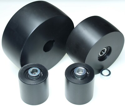 CNC Machined Belt Grinder wheel set  5'' Drive-24 mm shaft, 4'' tracking, 2'' Idler