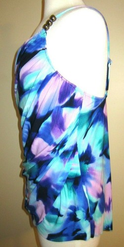 MAGICSUIT Multicolor Sarong Wrap Ruched Sides Underwire Tankini Top Size 14 - Picture 4 of 12
