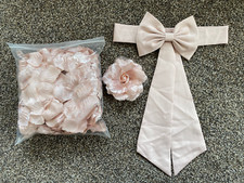 Dusty Rose Flower Girl Dress Accessories, Rose Petals and Satin Sash