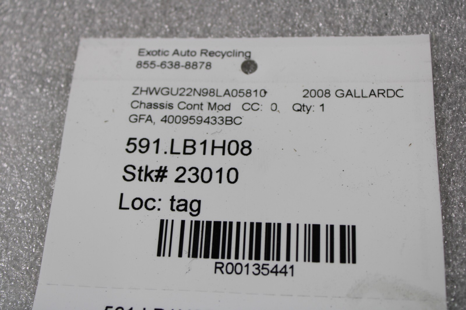 Lamborghini Gallardo, GFA Control Unit Module, Used, P/N 400959433BC