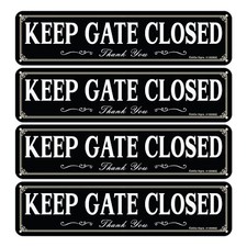 4 Pack 12x3 Inch Keep Gate Closed Sign Rust Free Aluminum Warning Sign