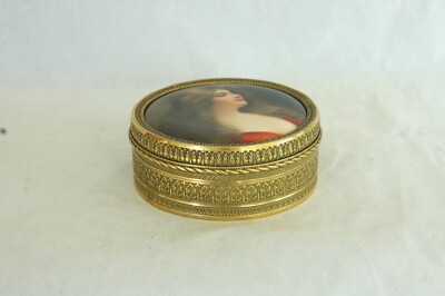 BERLIN KPM STYLE PORCELAIN PORTRAIT PLAQUE ASTI REFLEXION DORE BOX HAND PAINTED