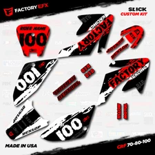 White & Red Slick Racing Graphics Kit fits Honda Crf70 CRF80 Crf100 Decals