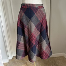 1970  s Vintage A-line Wool blend Plaid Skirt