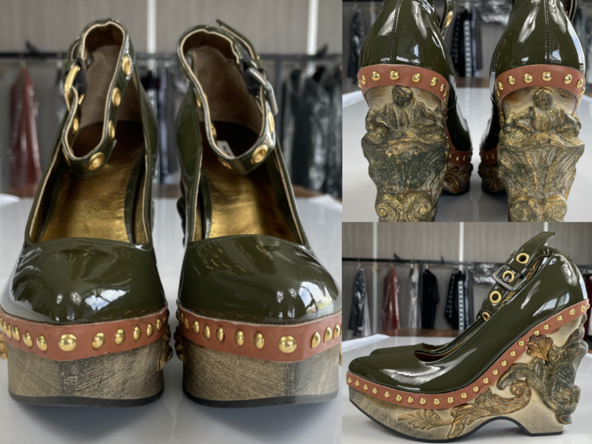 Miu Miu Deadstock Runway Venice Baroque Sculpted Platform Wedge