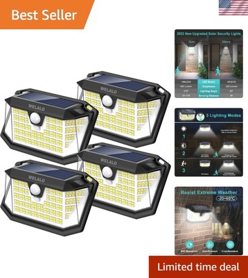 3 Modes Solar Powered Outdoor Wall Lights, 270° Wide-Angle, 4 Pack, Black Finish