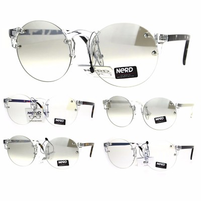 Nerd Round Rimless Hipster Clear Horn Rim Plastic Eye Glasses