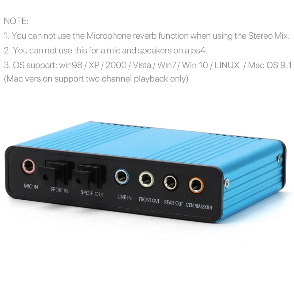 External Sound Card 6 Channel 5.1 Optical SPDIF USB 2.0 Audio Adapter for Win 10 - Image 3 of 4