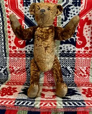 VTG RARE 22" CINNAMON MOHAIR TEDDY BEAR NO TAG STEIFF JOINTED BLACK BUTTON EYES