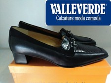 Valleverde Classic Elegant Women's Black Leather Loafer Shoe Italy No. 41 NEW
