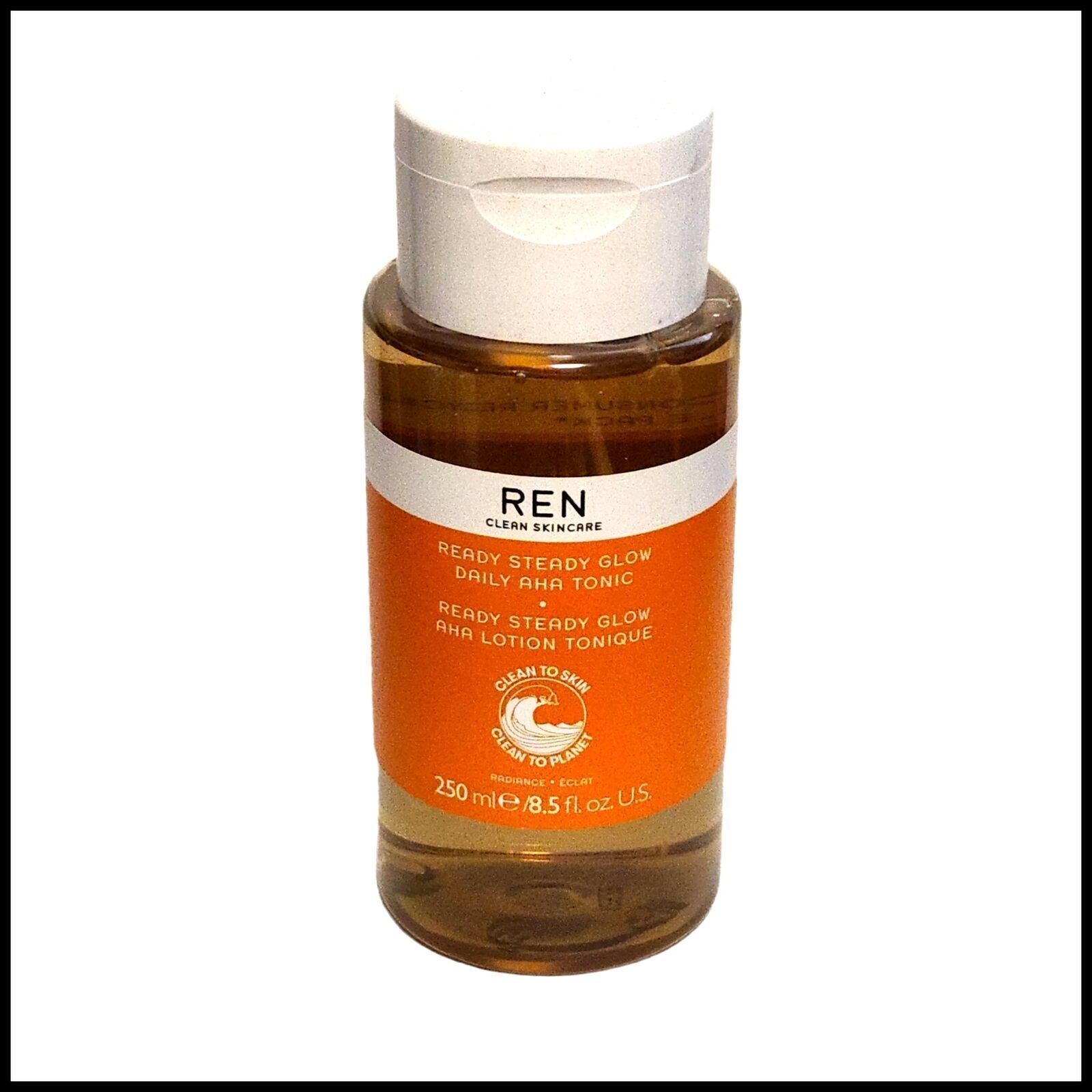 REN Ready Steady Glow Daily Тонизирующий отшелушивающий тоник для лица с AHA - 250 мл / 8,5 жидких унций