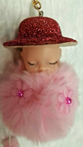 Key Chains Pink 3" Pon Pon Baby with Hat - Brand New - Picture 3 of 6