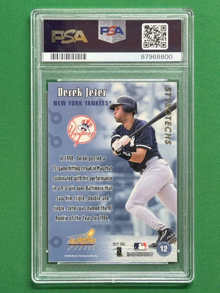 1999 Pacific Aurora Derek Jeter #12 Styrotechs POP 7, 2 Higher PSA 9 - Image 2 of 2