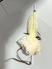 Vintage Doll Accessory Fabric  Lace PARASOL 7.5" Long red rose