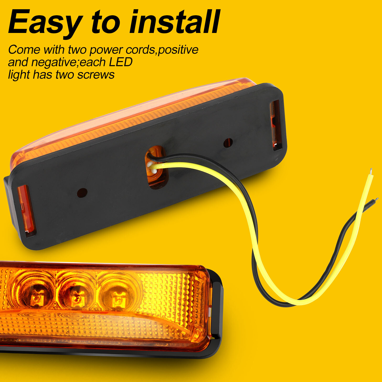 4x Amber 3LED Side Marker Light RV Truck Trailer Clearance Light Lamp