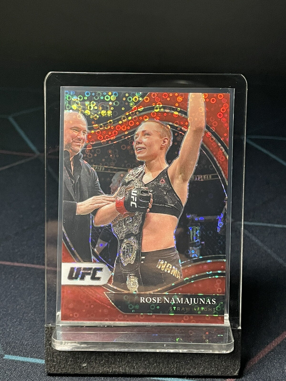 ROSE NAMAJUNAS Red Disco Prizm Octagonside /199 2021 Panini Select UFC
