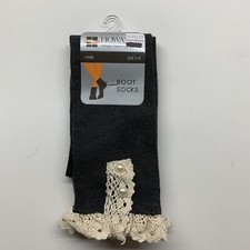 Howard's Boot Sock New Leg Warmers Pearl Button and Lace Size 5-11 Gray Cream