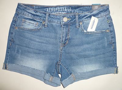 Womens AEROPOSTALE Medium Wash Denim Midi Denim Jean Shorts NWT