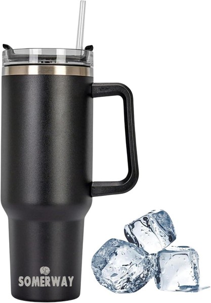 Thermobecher 1182Ml 40Oz Edelstahl Vakuum Isolierbecher Tragbar Schwarz-image