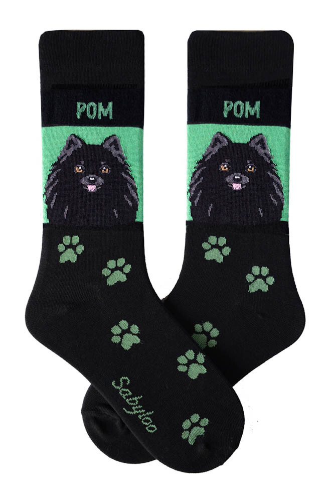 Pomeranian Crew Socks Unisex Black