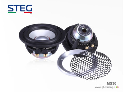 STEG MS30 PAIR MIDRANGE SPEAKERS MID WOOFER CAR SPEAKER NEODYMIUM GRILLES