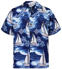 PLA ORIGINAL HAWAIIAN SHIRT, YACHTS SAILBOATS, BLUE, S-4XL