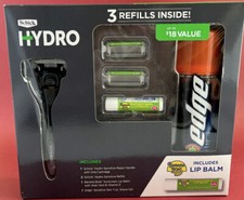 Schick Hydro Razor Set; Razor, 3 Refills, Edge Shave Gel Banana Boat Lip Balm