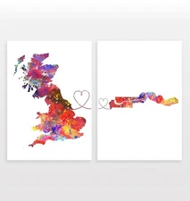Britain & The Gambia - Set of 2 - Watercolour Travel Print