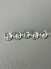 (5) Antique Clear Glass Tunnel Shank 1/2” Buttons Pinched Bubble Top UFO X10