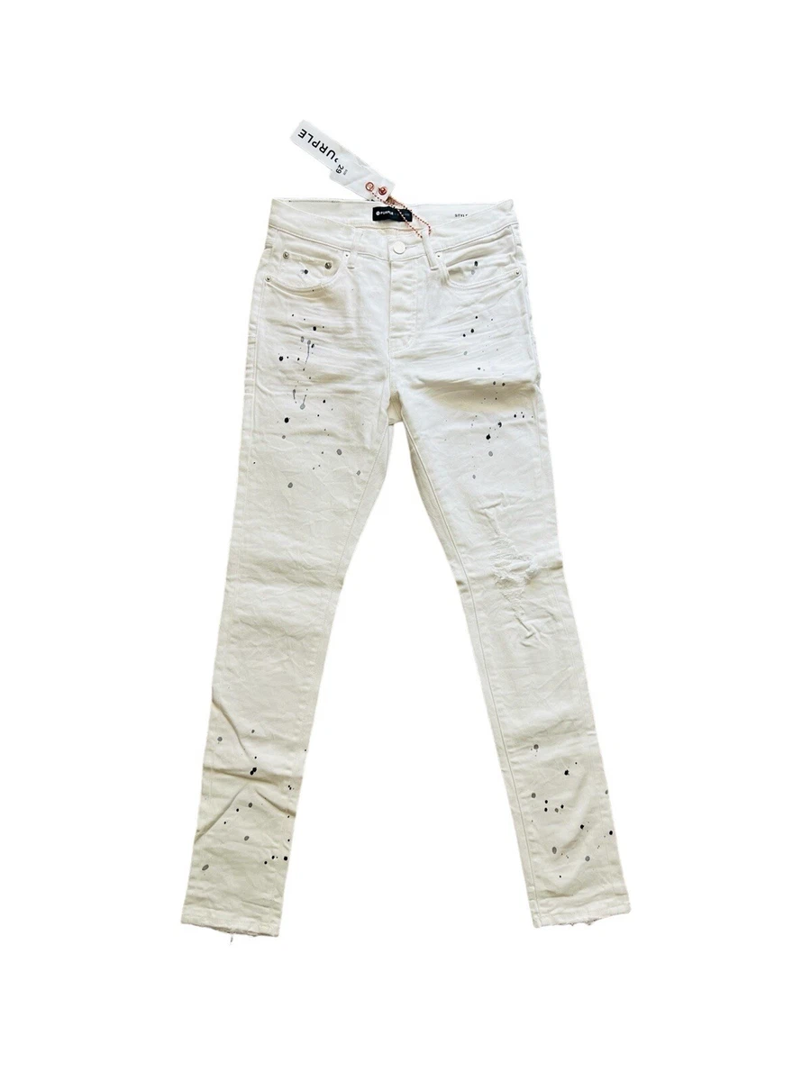 Purple Brand paint splatter-effect skinny jeans