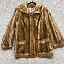 London Leather By Lilly Ann Faux Fur Jacket Womens M Brown Mob Boss Wife