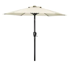 9ft Patio Umbrella Outdoor Market Umbrella with Push Button Tilt/Crank Beige