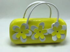 Yellow & White Glass Case/Sunglasses Hard Shell 