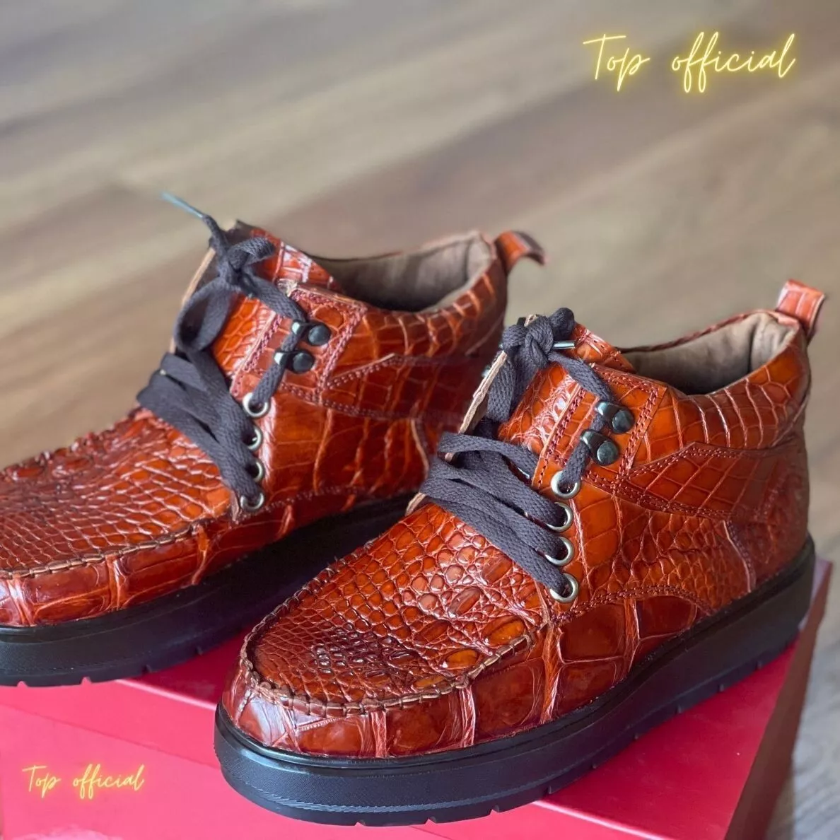 Orange store alligator shoes