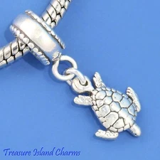 Sea Ocean Turtle 925 Sterling Silver European Dangle Bead Charm Euro