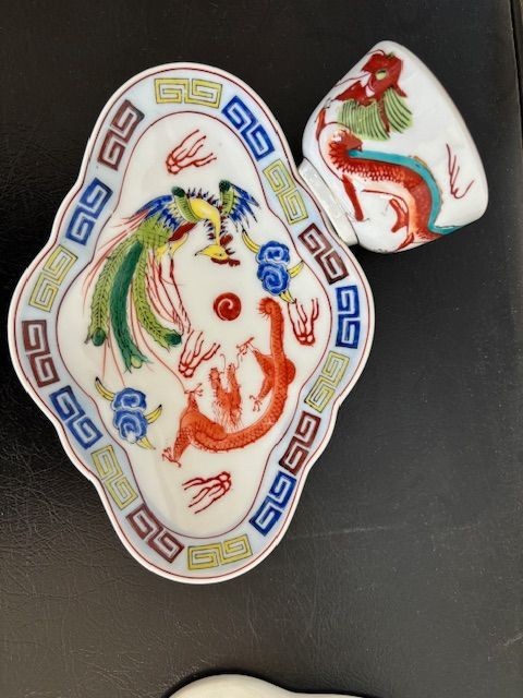 VTG Chinese Porcelain Footed Dish and a Cup