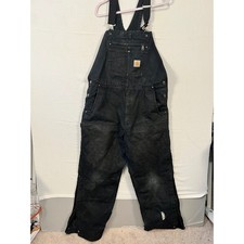 Carhartt Mens Black Loose Fit Duck Bib Overalls OR4031-M Size L Regular
