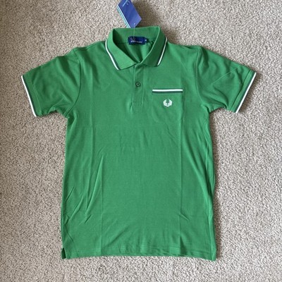 Fred Perry Polo Shirt Green Laurel Wreath Pocket New with Tags Size S Preppy Men