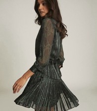 Reiss Green Gillian Snake-Print Mini Dress Size UK 8 £195.00 