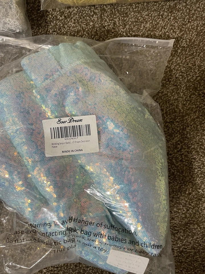 5pk Sequin Photography Backdrop Curtains, 2x8 Glitter Photo Booth Background - Image 4 of 4