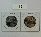 2014 P & D UNC Clad Kennedy Half Dollar Set in CB Flips -Free Shipping - D2
