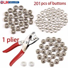 201Pcs 9.5mm Press Stud Snap Fasteners Kit Prong Plier Ring Popper DIY Tool
