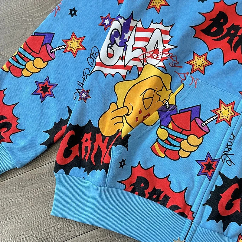 Glo Gang Worldwide Glo Bang Full Zip Hoodie (Blue) Men Heavyweight